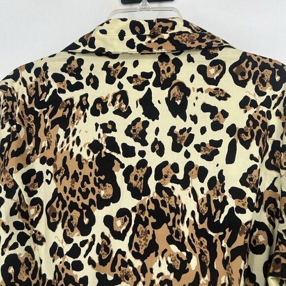 Giorgio Saint Angelo Womens Leopard Print Peplum Top Button Up Bubble Hem Size S - Picture 7 of 11